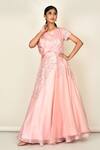 Buy_Khwaab by Sanjana Lakhani_Pink Silk Floral Embellished Gown_at_Aza_Fashions
