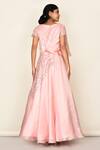 Shop_Khwaab by Sanjana Lakhani_Pink Silk Floral Embellished Gown_at_Aza_Fashions