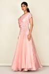 Buy_Khwaab by Sanjana Lakhani_Pink Silk Floral Embellished Gown_Online_at_Aza_Fashions