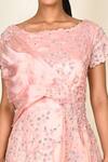 Khwaab by Sanjana Lakhani_Pink Silk Floral Embellished Gown_at_Aza_Fashions