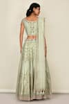 Shop_Khwaab By Sanjana Lakhani_Green Organza Embroidery, Tassels, Cut Work Round Neck Floral Lehenga Set _at_Aza_Fashions