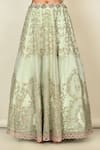 Shop_Khwaab By Sanjana Lakhani_Green Organza Embroidery, Tassels, Cut Work Round Neck Floral Lehenga Set _Online_at_Aza_Fashions