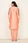 Shop_Khwaab By Sanjana Lakhani_Peach Bamber Silk Embroidered Geometric Round Floral And Kurta Set _at_Aza_Fashions