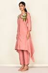 Buy_Khwaab By Sanjana Lakhani_Pink Dola Silk Embroidered Floral Motifs Round Kurta Set _Online_at_Aza_Fashions