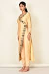 Buy_Khwaab By Sanjana Lakhani_Yellow Satin Silk Embroidered Floral Motifs Scallop Neck Kurta Set _Online_at_Aza_Fashions