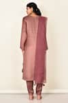 Shop_Khwaab By Sanjana Lakhani_Brown Satin Silk Embroidered Floral Motifs Round Kurta Set _at_Aza_Fashions