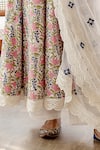 Gulabo Jaipur_White Cotton Printed Floral Round Anarkali Set_at_Aza_Fashions