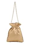 Shop_The Purple Sack_Gold Embroidered Hand Potli Bag _at_Aza_Fashions