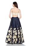 Shop_Salt And Spring_Blue Raw Silk Floral Motifs Round Embroidered Lehenga Set _at_Aza_Fashions