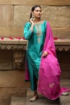 Buy_Sagaa by Vanita_Green Kurta And Pant  Silk Embroidered Sequins Round Set  _Online_at_Aza_Fashions