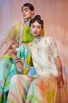Buy_Rajiramniq_White Silk Print And Embroidery Floral Round Kurta Gharara Set _Online_at_Aza_Fashions