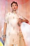 Shop_Rajiramniq_White Silk Print And Embroidery Floral Round Kurta Gharara Set _Online_at_Aza_Fashions