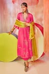 Buy_Rajiramniq_Pink Silk Embroidery Sequin V Neck Anarkali Palazzo Set For Women_at_Aza_Fashions