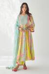 Buy_Rajiramniq_Blue Crepe And Organza Print & Embroidery Floral Round Kurta Palazzo Set _at_Aza_Fashions