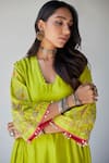 Buy Green Silk Embroidery Sequin V Neck Kurta Palazzo Set For Women by ...