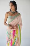 Rajiramniq_Blue Crepe And Embroidery Floral Saree _at_Aza_Fashions