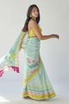 Buy_Rajiramniq_Blue Crepe And Embroidery Floral Saree _Online_at_Aza_Fashions