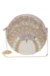 Buy_The Purple Sack_Silver Embroidery Circular Sling Bag _at_Aza_Fashions