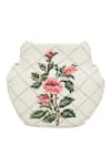 Buy_The Leather Garden_White Embroidery Dandelion Beaded Potli Bag _Online_at_Aza_Fashions