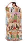 Shop_Limerick by Abirr N' Nanki_Multi Color Crepe Printed Miniature Paintings Of India V Danya Kaftan  _at_Aza_Fashions