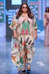 Limerick by Abirr N' Nanki_Multi Color Crepe Printed Miniature Paintings Of India V Danya Kaftan  _Online_at_Aza_Fashions