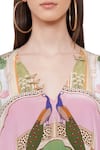 Limerick by Abirr N' Nanki_Multi Color Crepe Printed Miniature Paintings Of India V Danya Kaftan  _at_Aza_Fashions