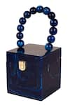 Shop_Sephyr_Blue Resin Cubical Clutch Bag _at_Aza_Fashions