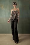 Buy_Nidhi Yasha_Black Viscose Printed Kasab Sweetheart Neck Top And Pant Set  _at_Aza_Fashions