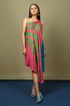 Buy_Nautanky_Blue Natural Crepe Asymmetric One Shoulder Draped Dress _at_Aza_Fashions