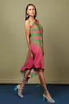 Nautanky_Blue Natural Crepe Asymmetric One Shoulder Draped Dress _Online_at_Aza_Fashions