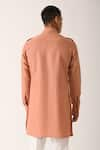 Shop_Dhruv Vaish_Pink Cotton Linen Plain Merlot Short Zipper Kurta  _at_Aza_Fashions