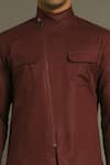 Shop_Dhruv Vaish_Maroon Cotton Linen Short Kurta  _Online_at_Aza_Fashions