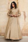 Buy_Gulabo Jaipur_Beige Cotton Silk Sequin Round Daulat Work Gown_at_Aza_Fashions