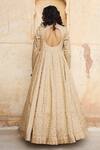 Shop_Gulabo Jaipur_Beige Cotton Silk Sequin Round Daulat Work Gown_at_Aza_Fashions
