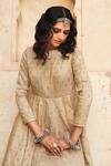Gulabo Jaipur_Beige Cotton Silk Sequin Round Daulat Work Gown_at_Aza_Fashions