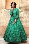 Gulabo Jaipur_Green Daulat Cotton Silk Sequin Work Gown_Online_at_Aza_Fashions