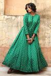 Buy_Gulabo Jaipur_Green Daulat Cotton Silk Sequin Work Gown_Online_at_Aza_Fashions