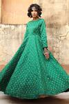 Shop_Gulabo Jaipur_Green Daulat Cotton Silk Sequin Work Gown_Online_at_Aza_Fashions