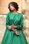 Gulabo Jaipur_Green Daulat Cotton Silk Sequin Work Gown_at_Aza_Fashions