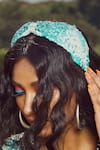 Buy Babita Malkani Blue Sequins Embellished Turban-style Headband at Aza Fashions Buy_Babita Malkani_Blue Sequins Embellished Turban-style Headband _at_Aza_Fashions