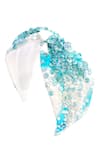 Shop Babita Malkani Blue Sequins Embellished Turban-style Headband at Aza Fashions Shop_Babita Malkani_Blue Sequins Embellished Turban-style Headband _at_Aza_Fashions