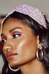 Shop_Babita Malkani_Purple Sequins Ombre Organza Headband _at_Aza_Fashions