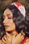 Shop_Babita Malkani_Red Embellished Ombre Sequin Organza Headband _at_Aza_Fashions