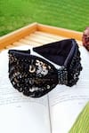 Shop_Babita Malkani_Black Sequins, Beads Embellished Turban Headband _at_Aza_Fashions