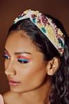 Buy_Babita Malkani_White Sequins Embellished Colorblock Headband _at_Aza_Fashions