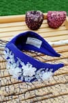 Shop Babita Malkani Blue Beads, Embroidery Embellished Suede Turban-style Headband Online at Aza Fashions Shop_Babita Malkani_Blue Beads, Embroidery Embellished Suede Turban-style Headband _Online_at_Aza_Fashions