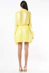 Shop_Deme By Gabriella_Yellow Crepe Sequins Collared Neck Shirt And Skirt Set_at_Aza_Fashions