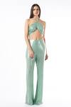 Buy_Deme By Gabriella_Green Crepe Sequins Halter Neck Crop Top And Pant Set_at_Aza_Fashions