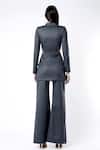 Shop Deme By Gabriella Grey Suiting V Neck Cut-out Blazer And Pant Set at Aza Fashions Shop_Deme By Gabriella_Grey Suiting V Neck Cut-out Blazer And Pant Set _at_Aza_Fashions