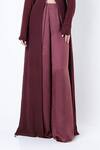 Shop_Deme By Gabriella_Purple Cotton Satin, Crepe Silk V Neck Long Top And Pant Set _Online_at_Aza_Fashions